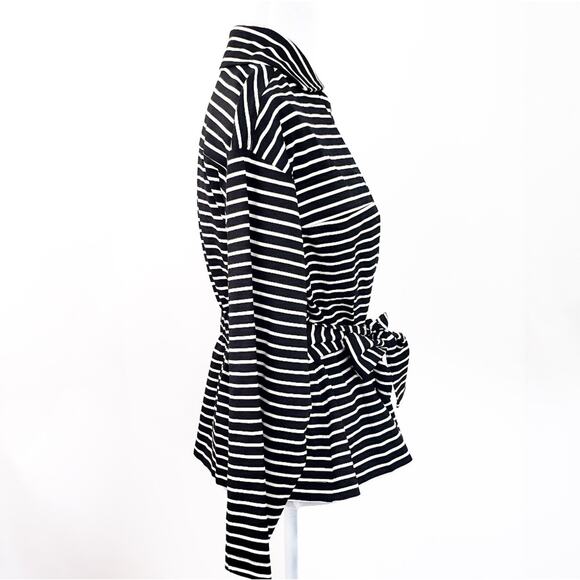 Chico's Black White Stripe Tie, Zip Jacket Medium Career Casual Neutral Nautical - Picture 4 of 8